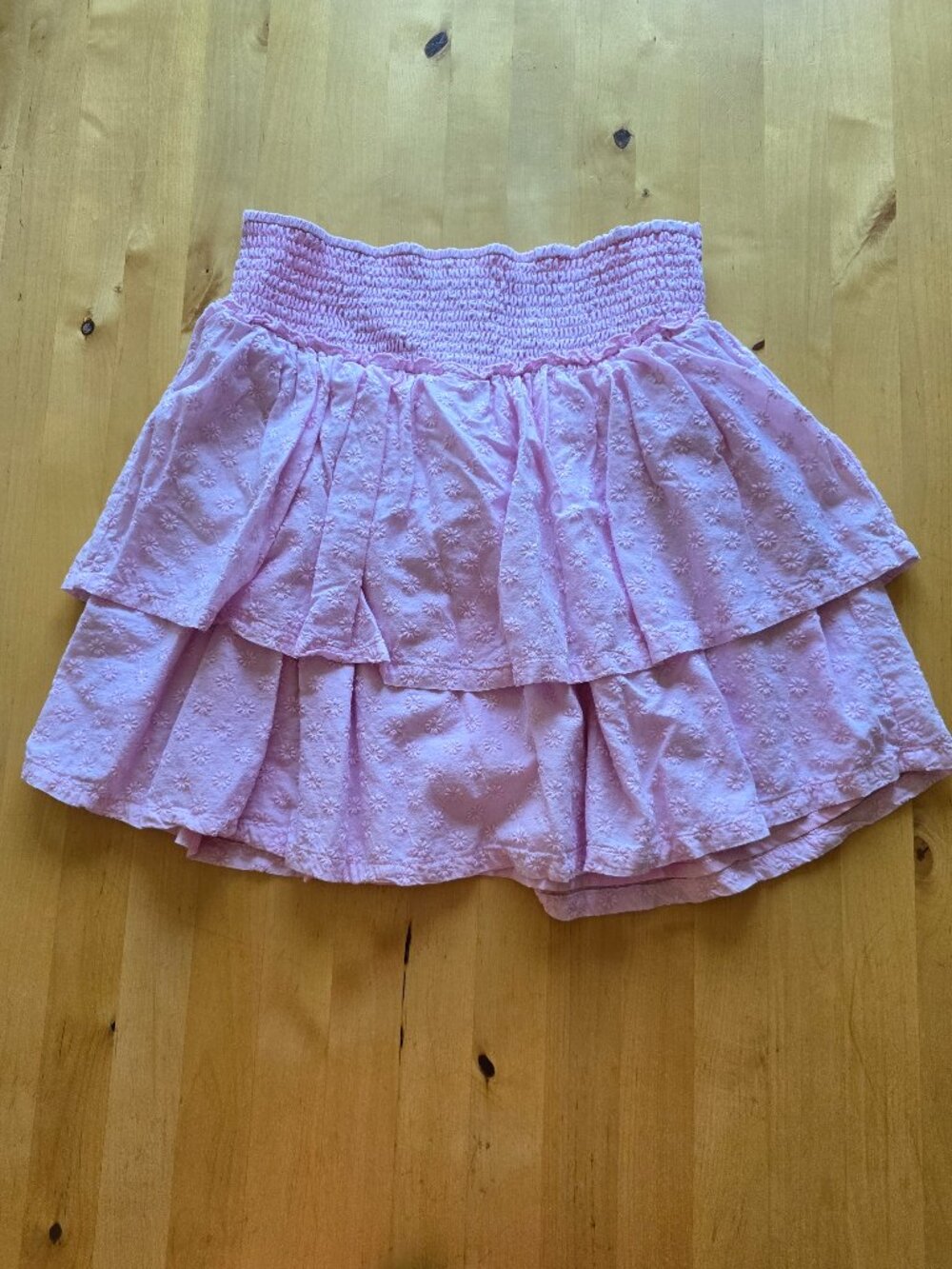 Hollister Skirt Y2K Fairy Eyelet Ruffle Sz XL Tiered Mini Womens Pink Ruffle